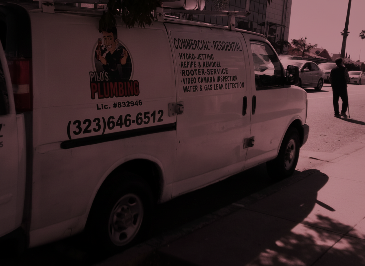 Pilo's Plumbing service van — Los Angeles